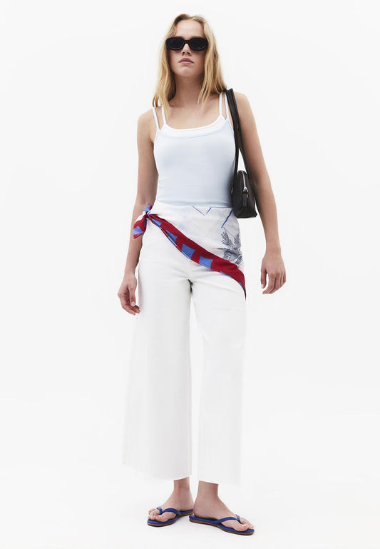 Wide Leg Ultra High Waist Pants - WHITE DENIM
