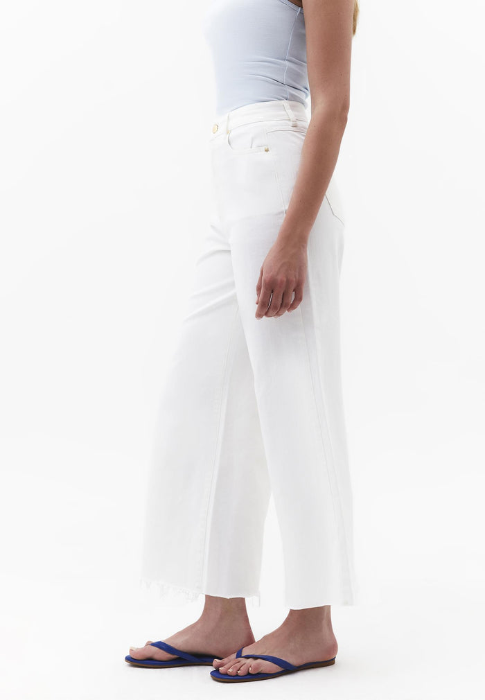 Wide Leg Ultra High Waist Pants - WHITE DENIM