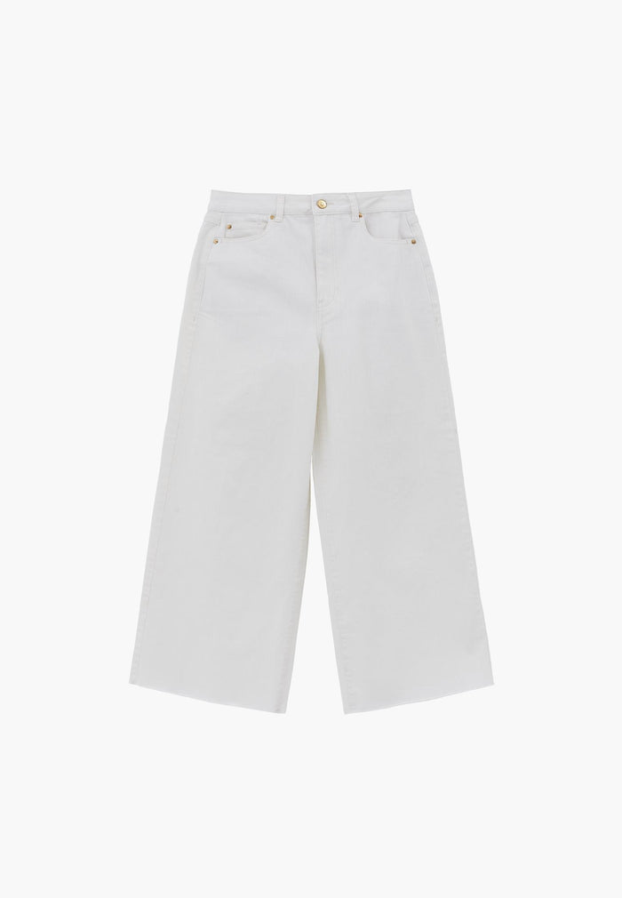 Wide Leg Ultra High Waist Pants - WHITE DENIM