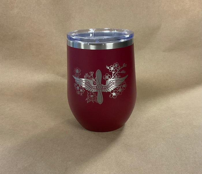Maroon / Prop and Wing with Flowers