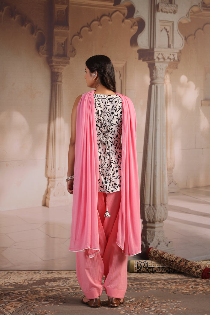 Women's Printed Cotton Kurta and Salwar With Dupatta