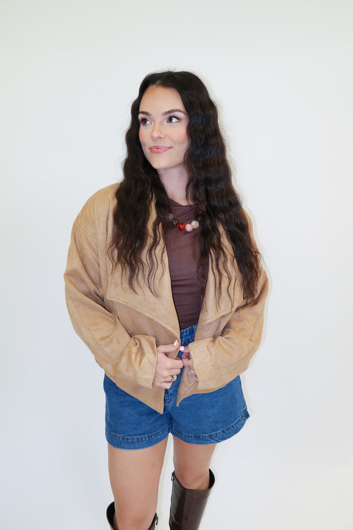 Worth the Drive Faux Suede Jacket - The Pink Tulip Clothing