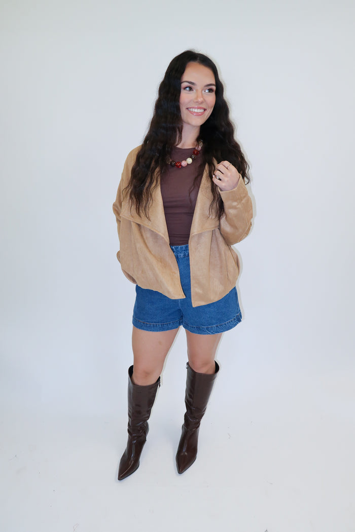 Worth the Drive Faux Suede Jacket - The Pink Tulip Clothing