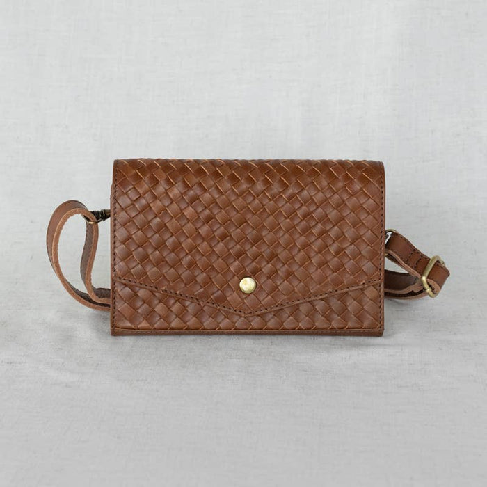 Woven DiMarco Crossbody Bag: Chestnut