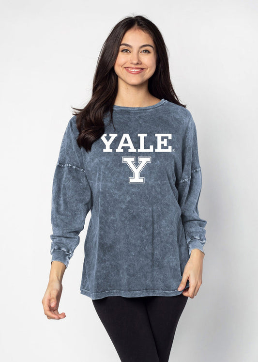 Yale Unisex Ink Oversized, slouchy Mineral wash T-Shirt with Extreme dropped shoulders, oversized sleeves and lived-in look and feel
